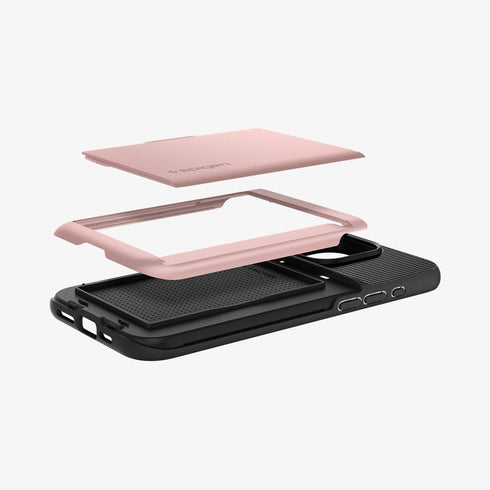 ACS06589 - iPhone 15 Pro Max Case Slim Armor CS in black showing the back with card in slot